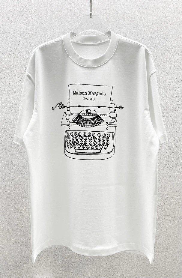 Maison Margiela Vintage Typewriter Style White T-Shirt