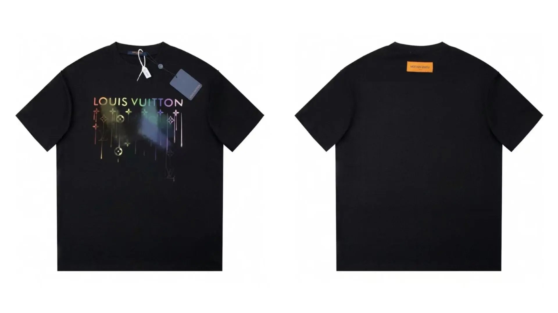 Louis Vuitton Iridescent Printed Trendy Black Short-sleeve T-shirt