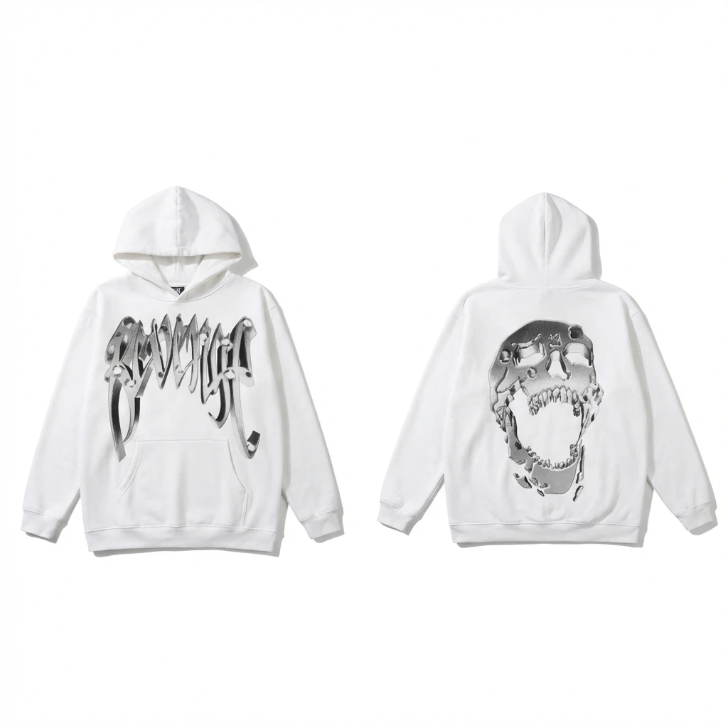 Revenge Skull Trendy Cool White Hoodie