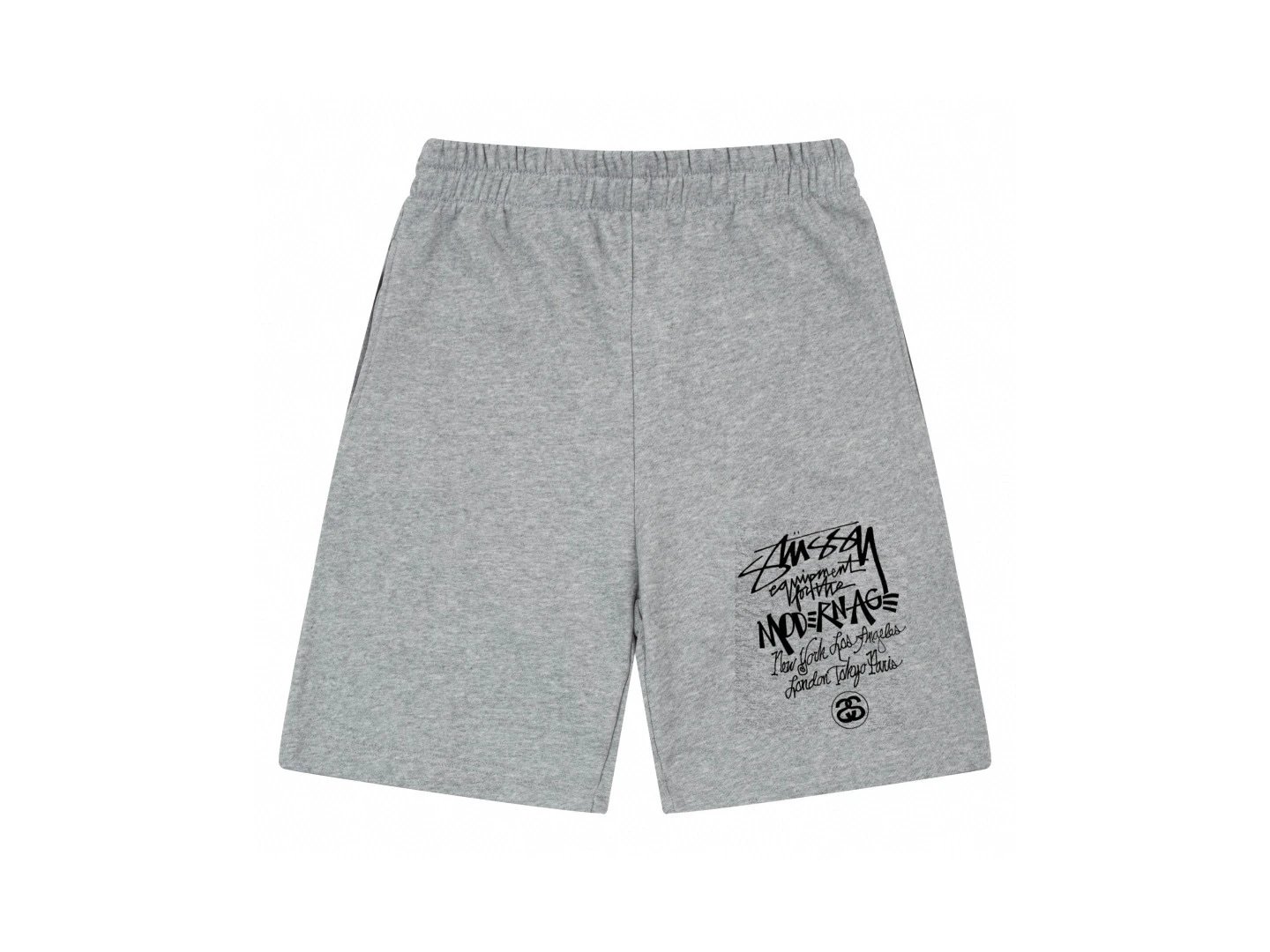 Stussy graffiti-style grey shorts