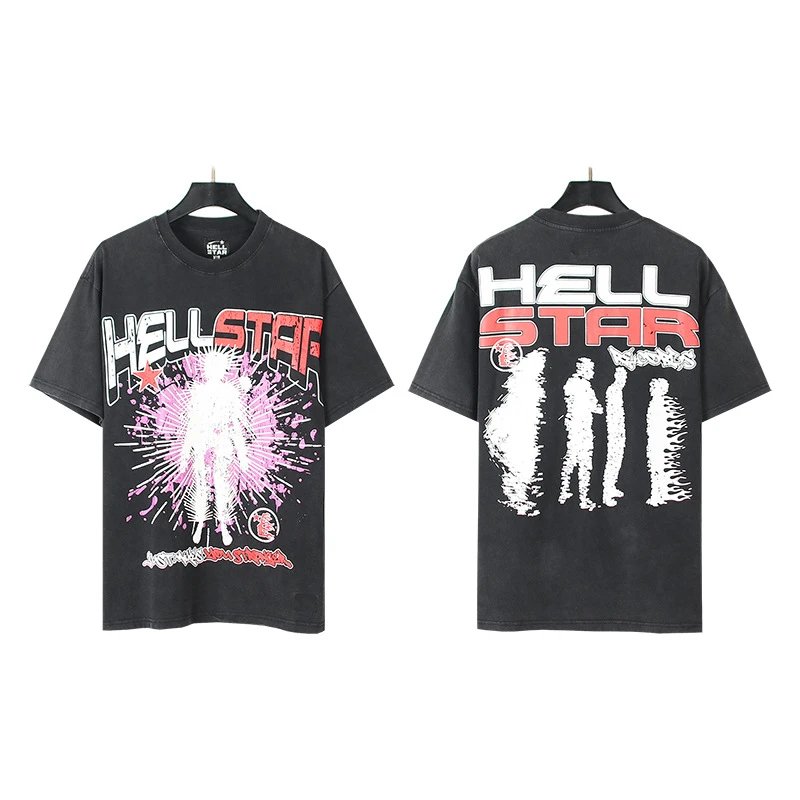 Hellstar Portrait Print Street Style Black T-shirt