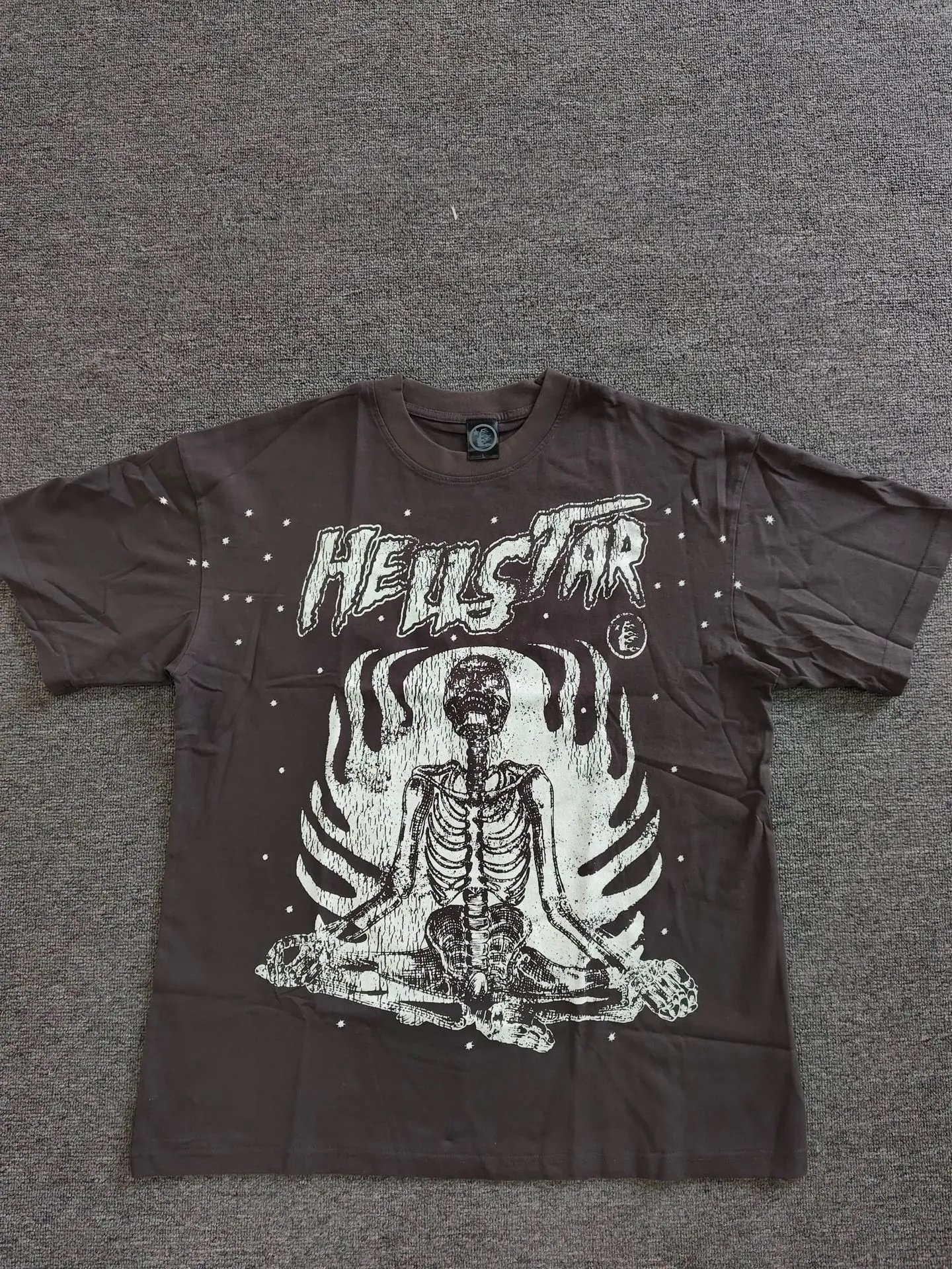 Hellstar Skull Print Dark Style Brown T-Shirt