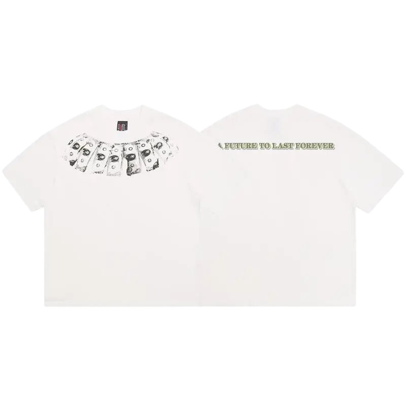 SAINT Dollar Bill Print Street Style White T-Shirt