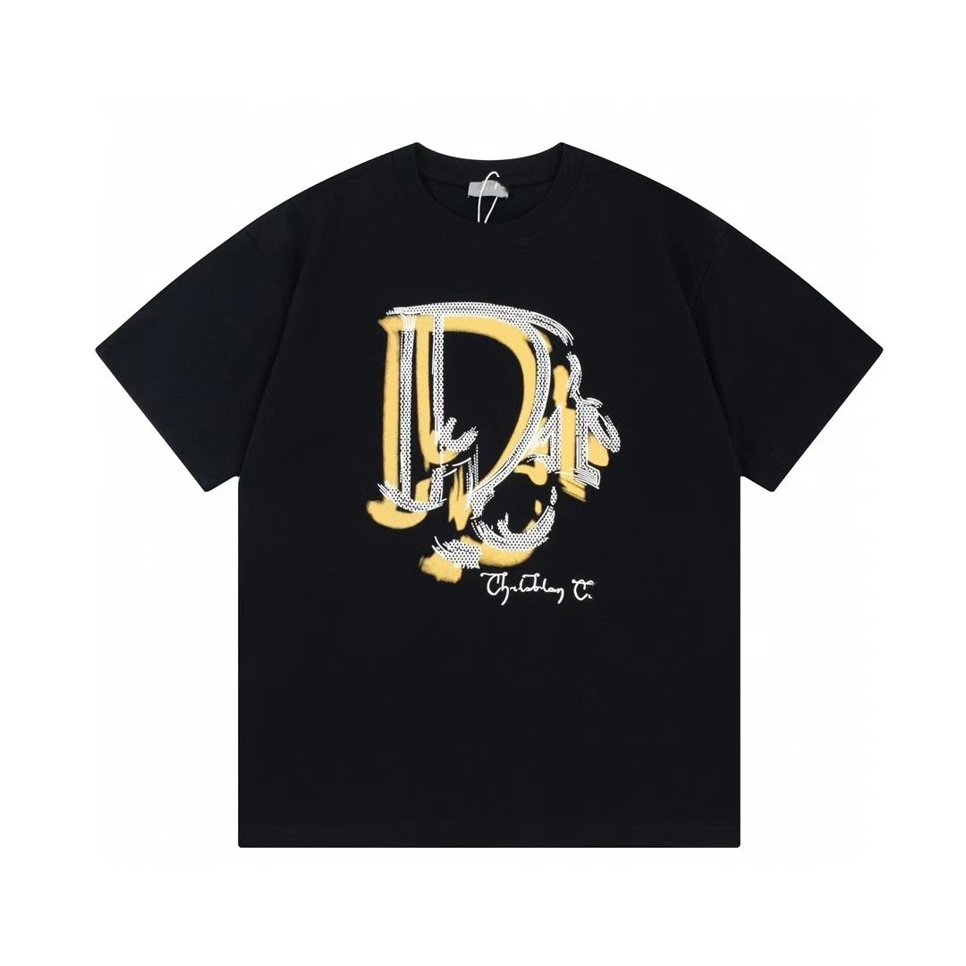 Dior Graffiti Print Street-style Black T-Shirt