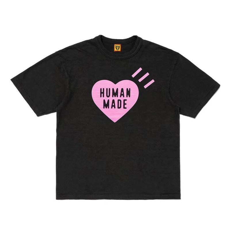 Human Made Streetwear Heart logo T-shirt Black Green Human with Logo Accent