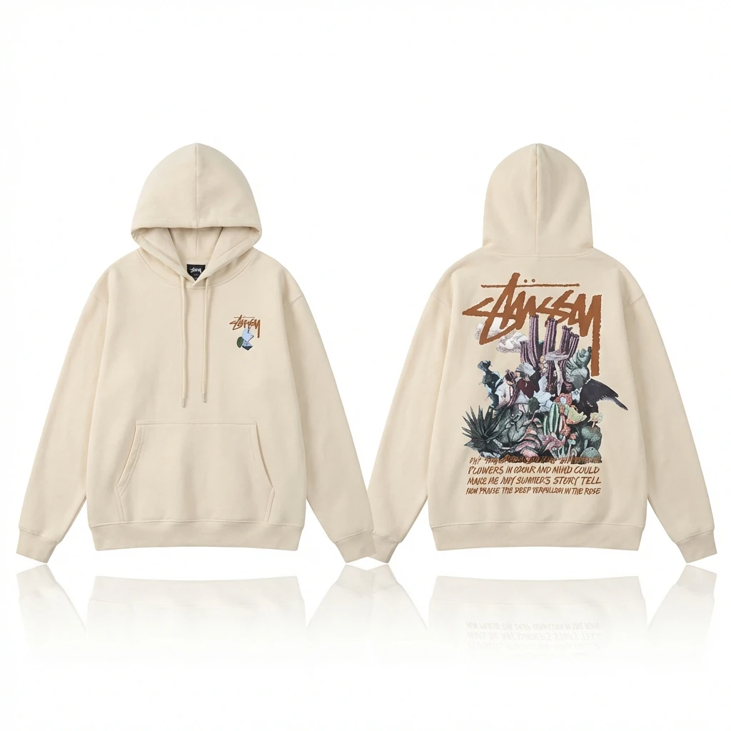 Stussy trendy and cool beige hoodie