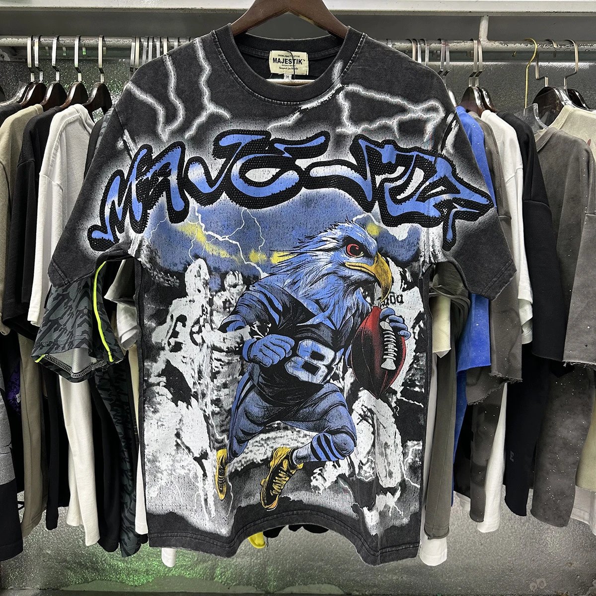 MAJ Flying Eagle American Vintage Distressed Black Short Sleeve T-Shirt