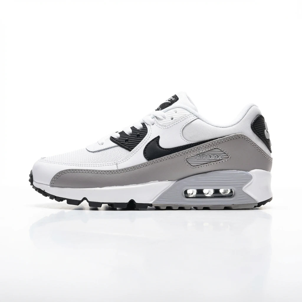 Nike Air Max retro-style gray and white sports shoes