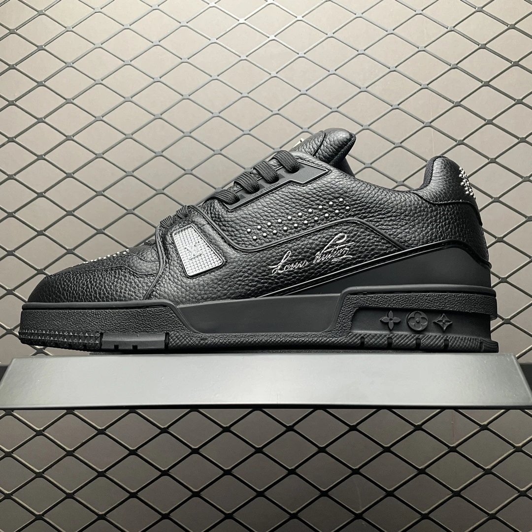 Louis Vuitton Monogram Trainers, Black and Gray and Polished Low Profile
