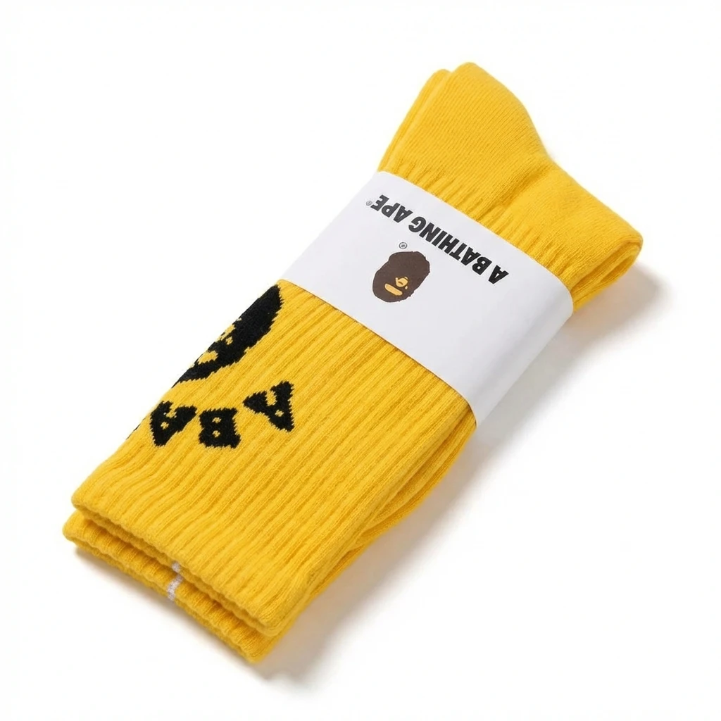 Bape Ape Head trendy brand yellow socks