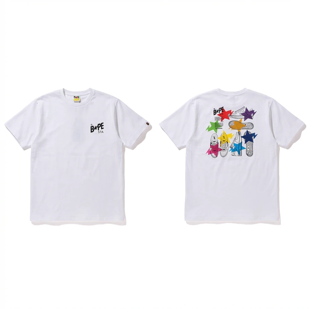 Bape Colorful Printed Style White T-shirt