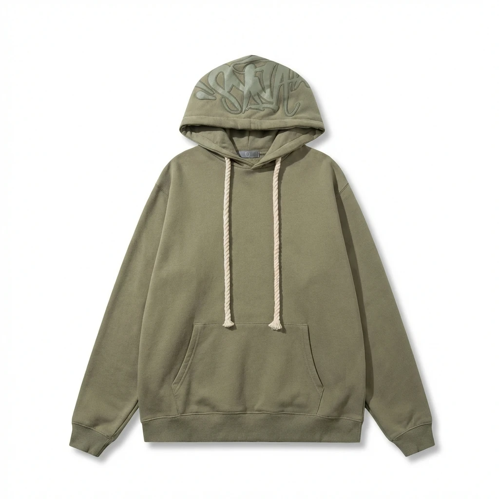 SynaWorld Graffiti-style Olive Green Hoodie
