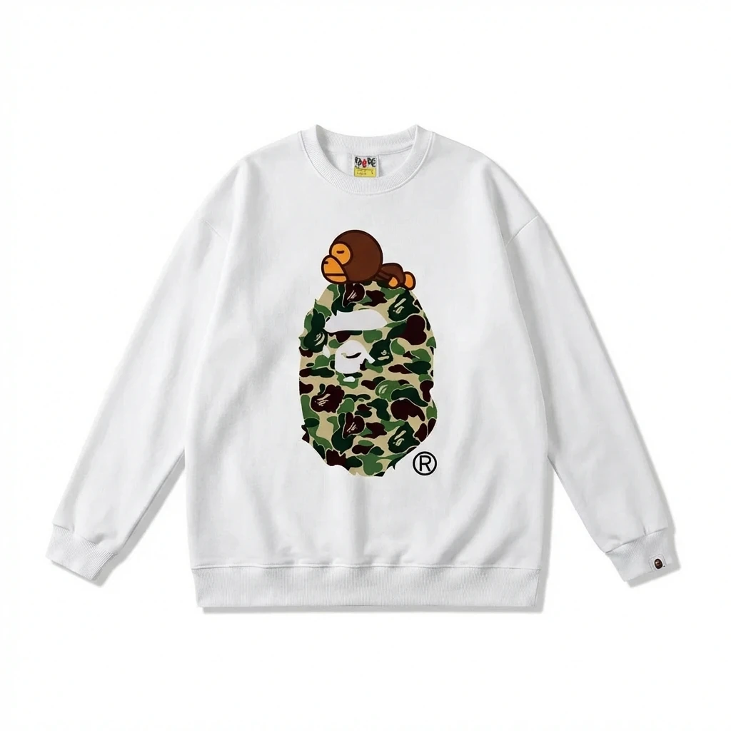Bape camouflage style white sweatshirt
