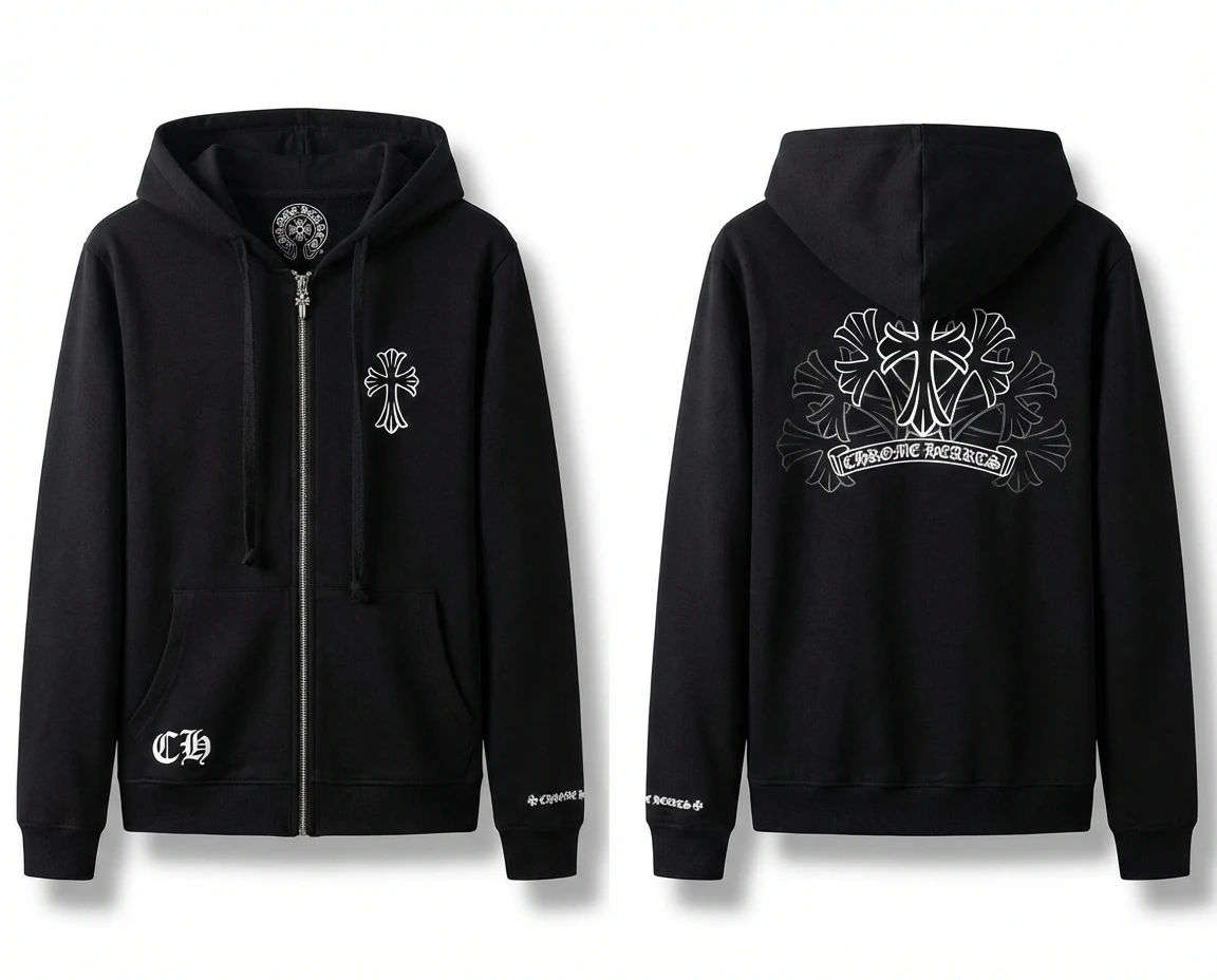 Chrome Hearts Cross Print Style Black Sweatshirt