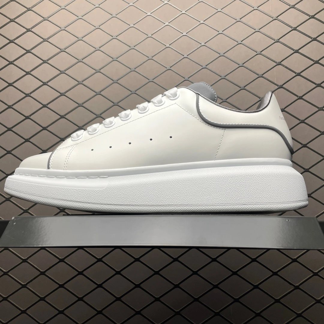 McQueen Oversized Sneakers in White and Black, Finished with Raised Sole Edge
