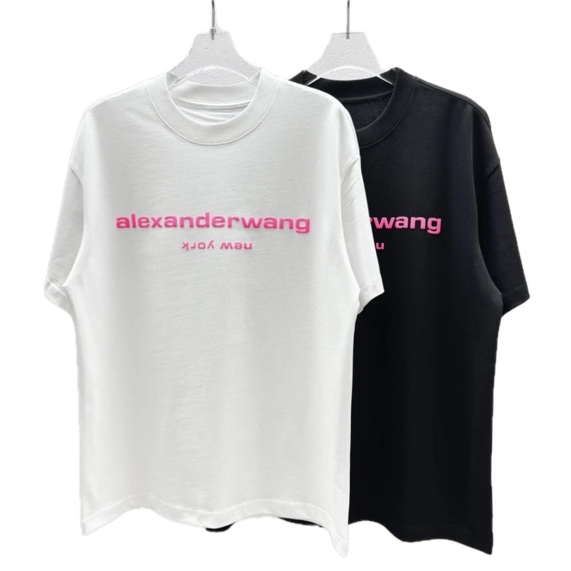 Alexander Wang Flocked Minimalist Black and White Short-sleeve T-shirt