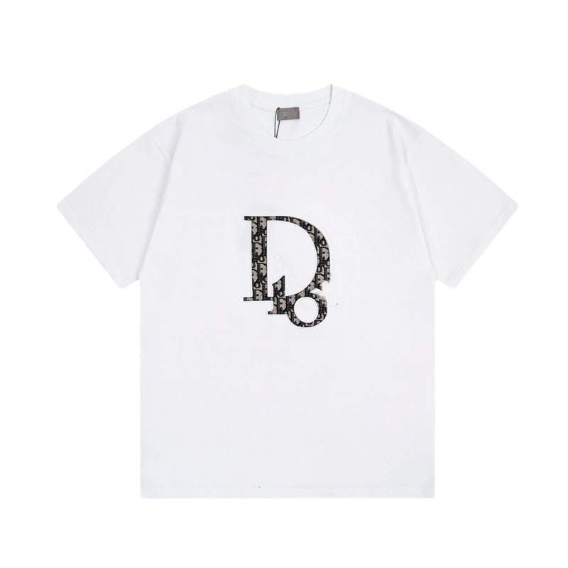 Dior Monogram Light Luxury Style White Short-sleeved T-shirt