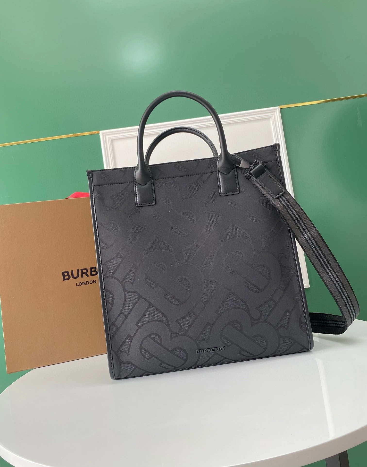 Burberry Tote Bag with Black Patterned Tote Detail