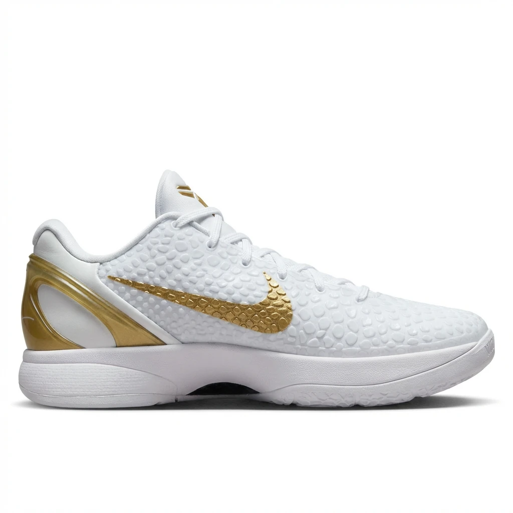 Nike Kobe series fashionable white and gold sneakers.
