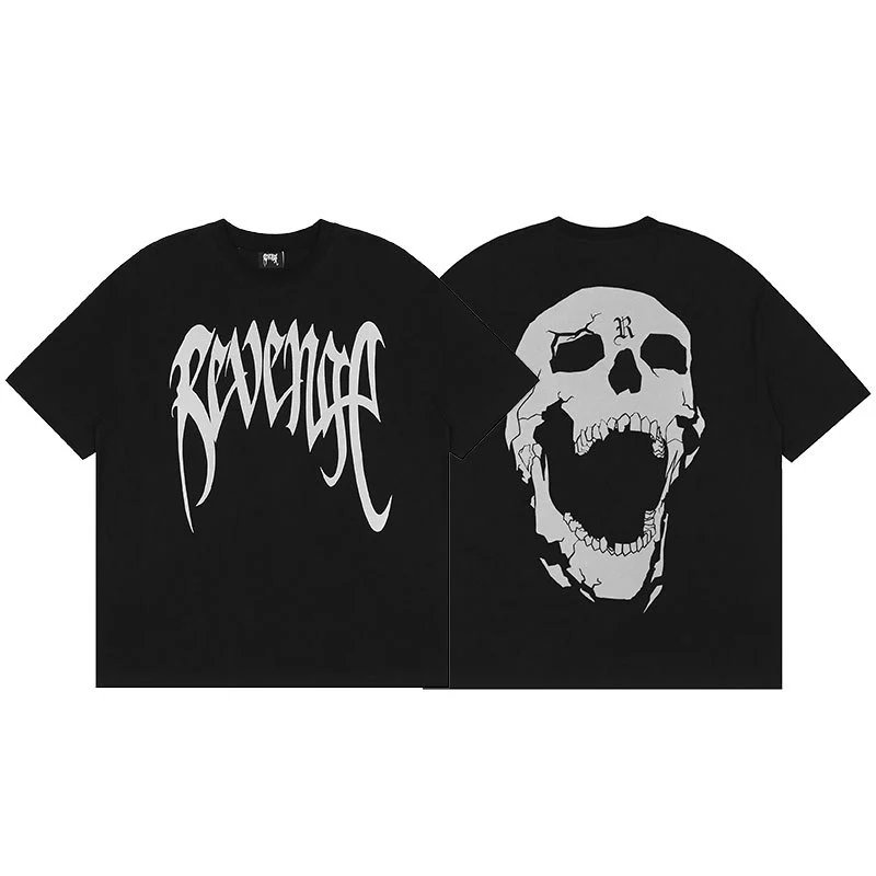 Revenge Black Skull Graphic T-Shirt Match Day