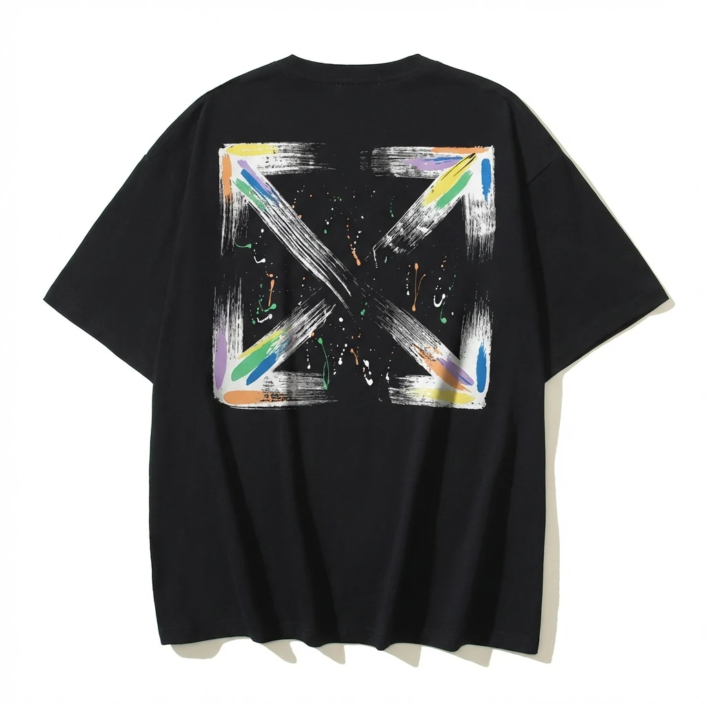 Off-White graffiti-style black T-shirt