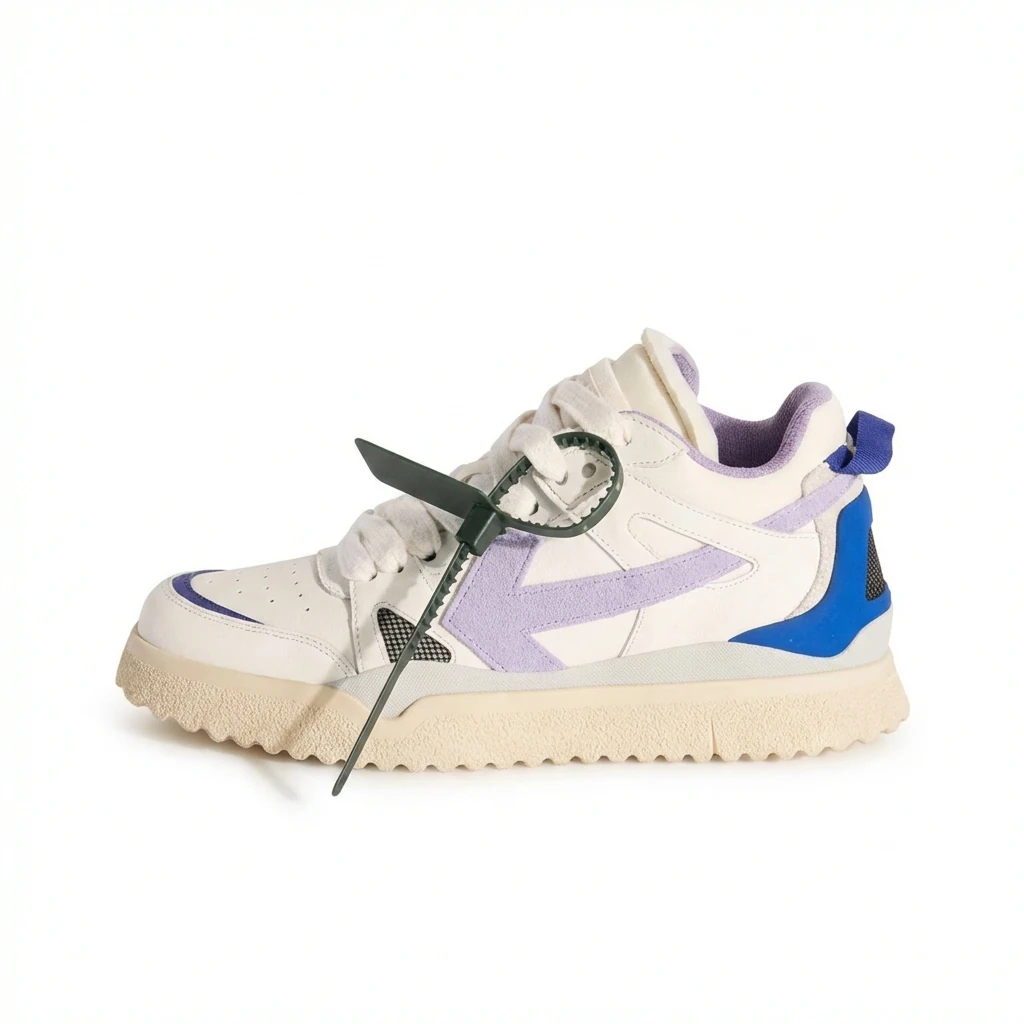 Off-White casual style white, purple and blue sports shoes