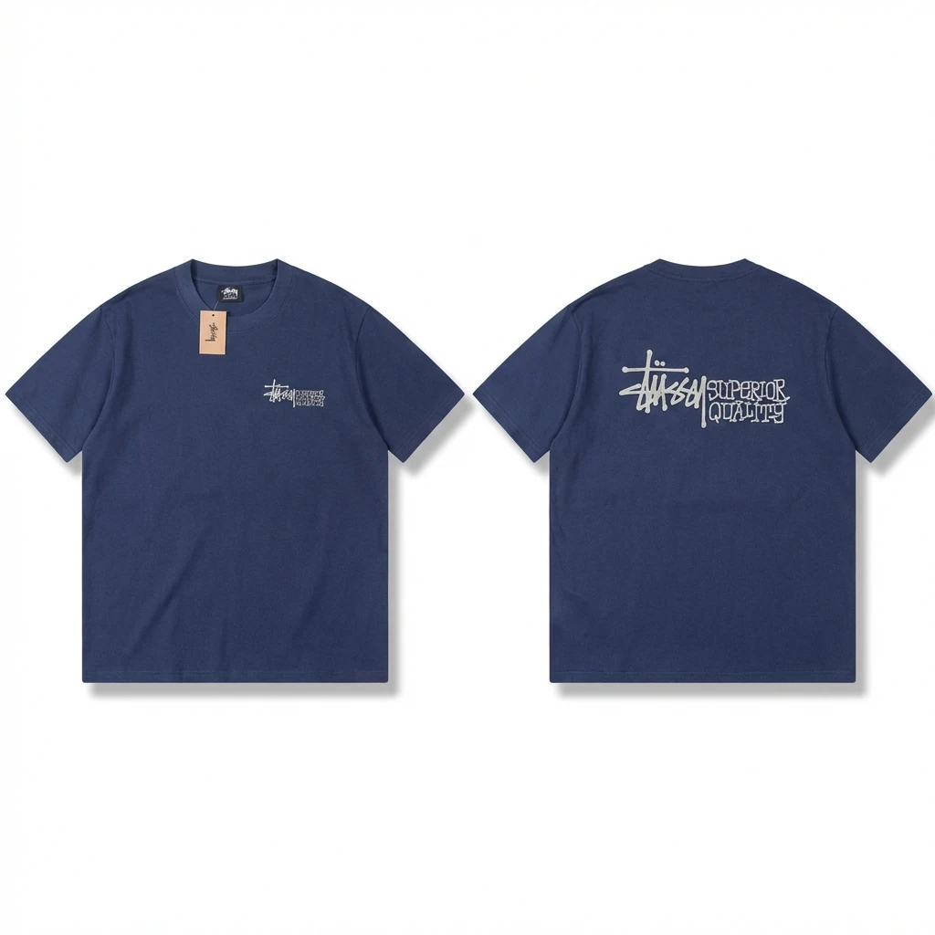 Stussy basic casual dark blue T-shirt
