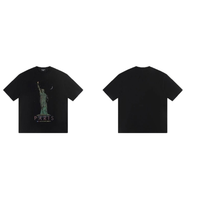 Balenciaga Vintage Style Statue of Liberty Black T-Shirt