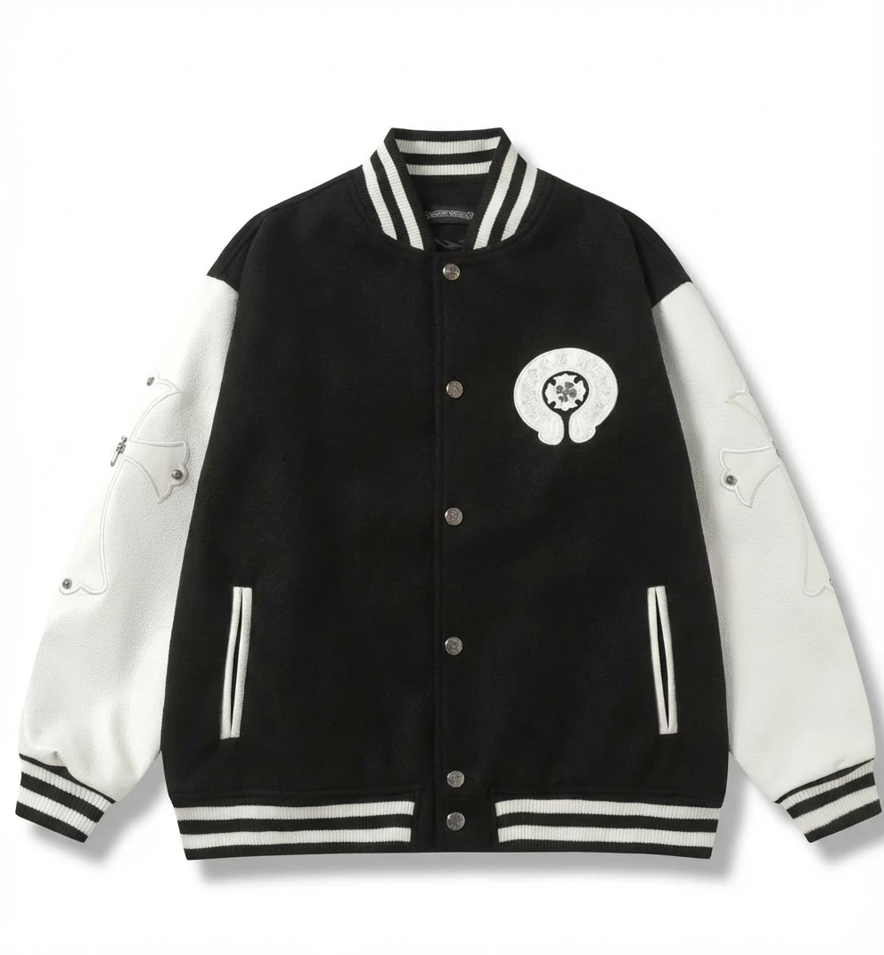 Chrome Hearts Baseball Style Black and White Jacket