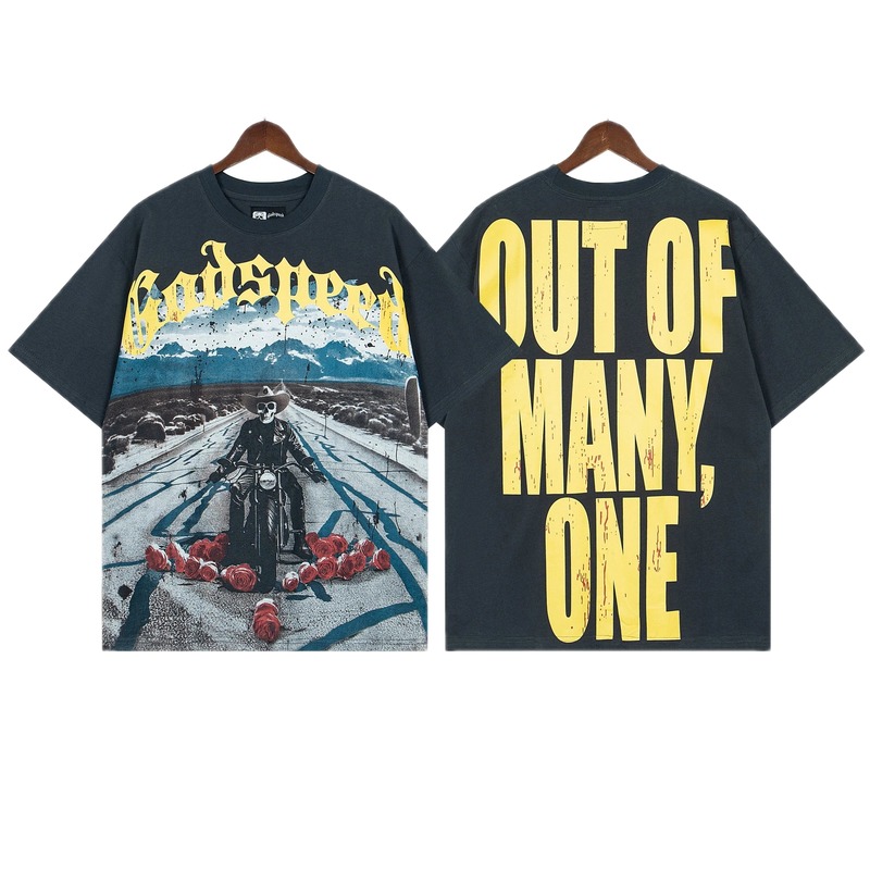 Godspeed Print Biker Style Dark Gray T-Shirt