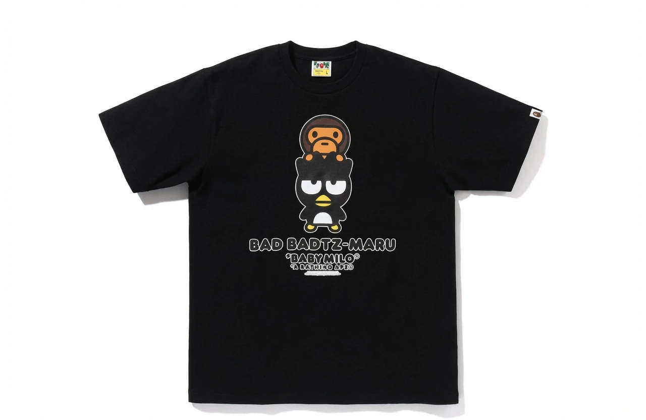 Bape Cartoon Trendy and Cool Style Black T-shirt