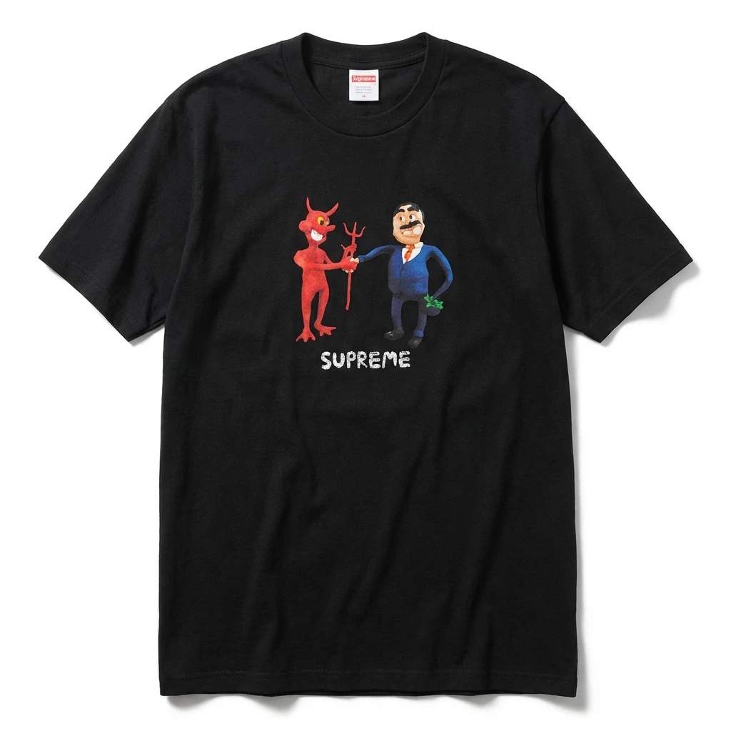 Supreme Cartoon Style Black T-shirt