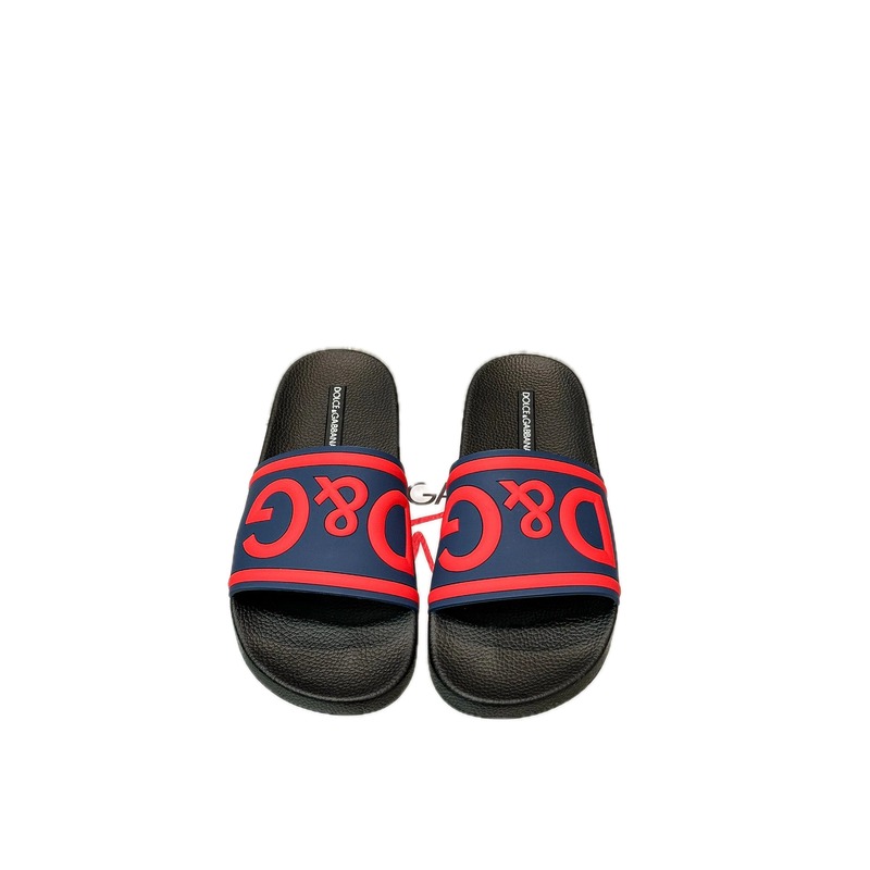 D&G DG Classic Trendy Brand Blue-Red Color-block Slides