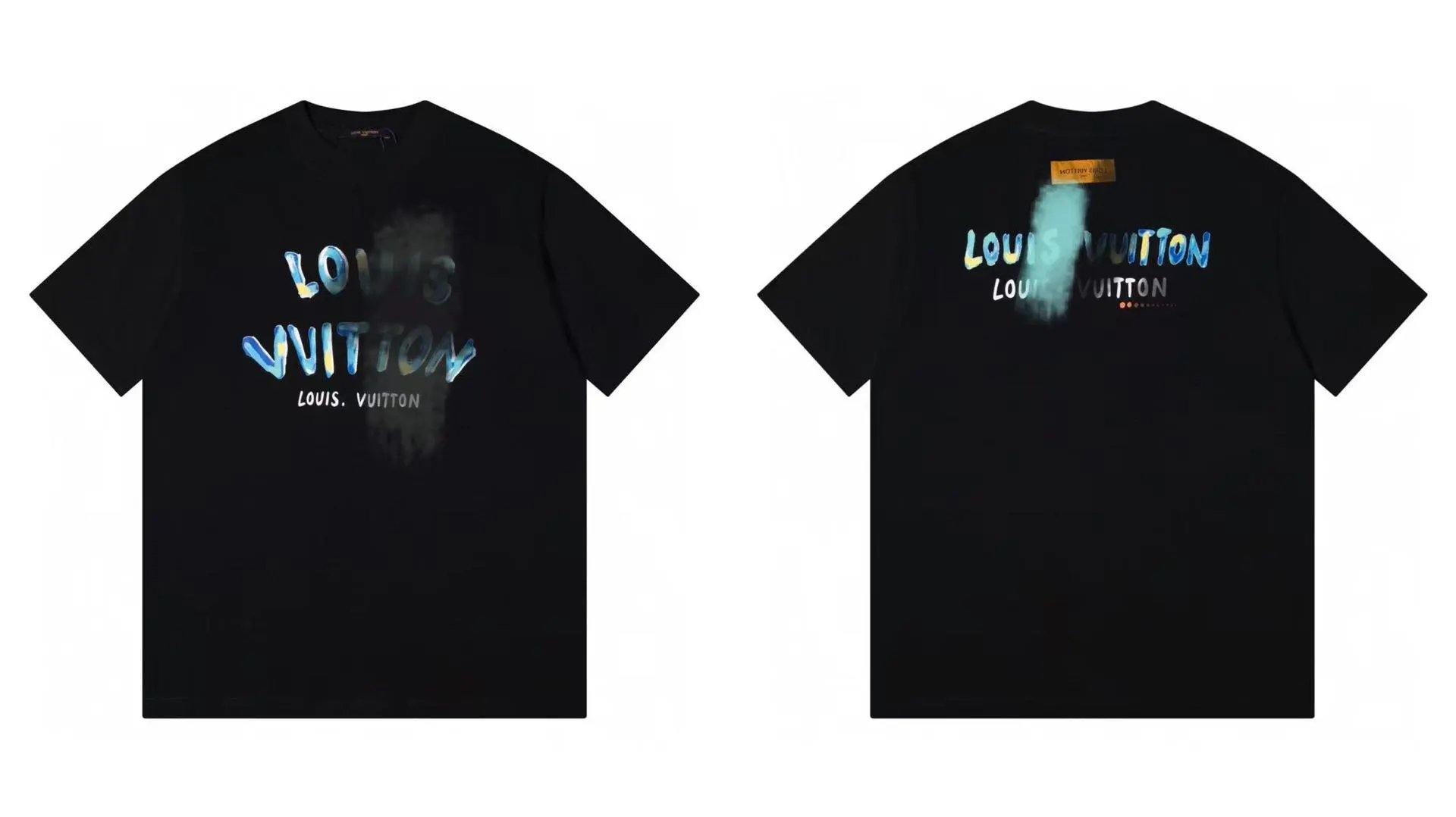 Louis Vuitton Gradient Graffiti Trendy Cool Black Short-sleeve T-shirt