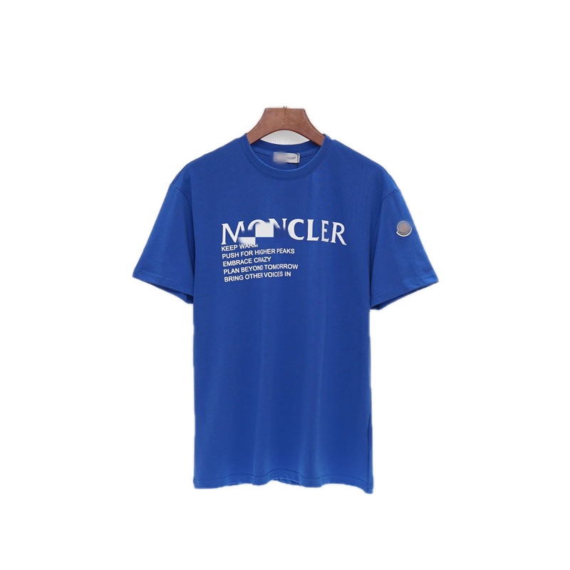 Moncler Letter Print Casual Blue Short-sleeve T-shirt