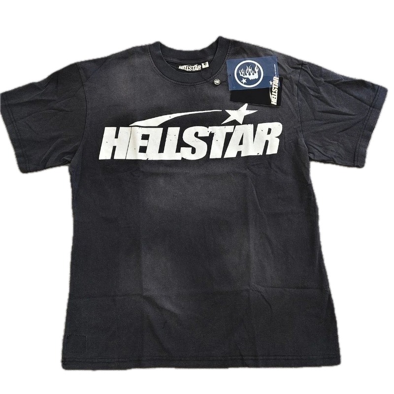 Hellstar Classic Logo Street Style Distressed Black T-Shirt