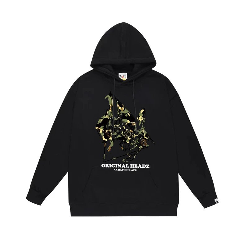 Bape camouflage-style black hoodie