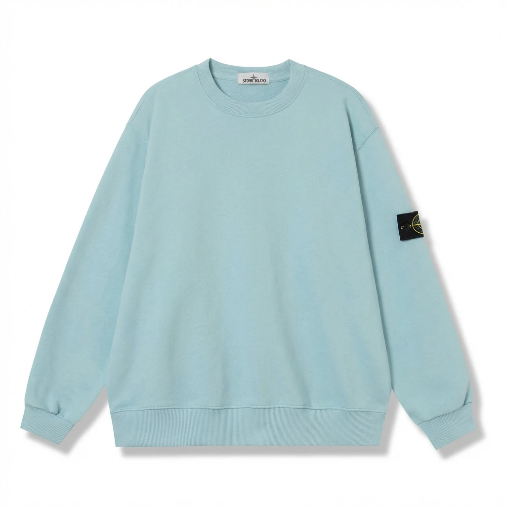 Stone Island Basic Style Casual Light Blue Sweatshirt