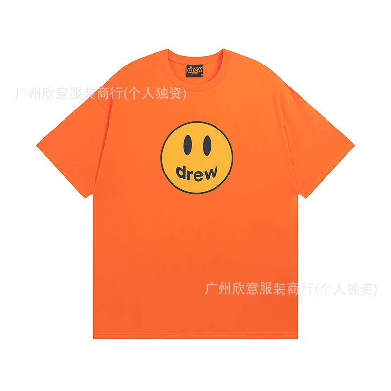 DREW Smiley Series Street Style Orange Short Sleeve T-shirt