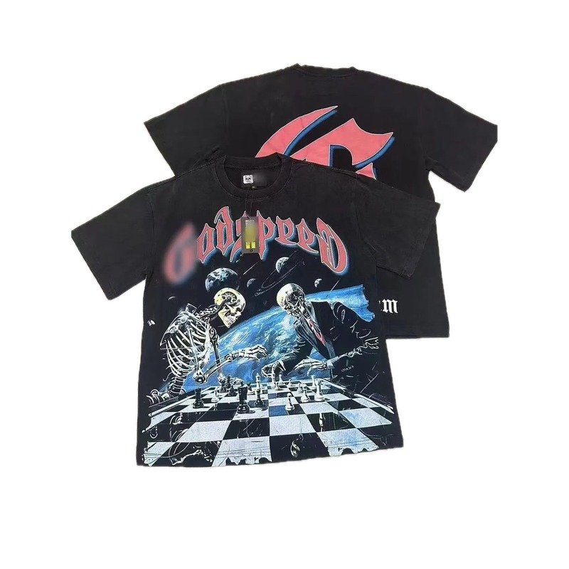 Godspeed Skull Print Dark Style Black T-shirt