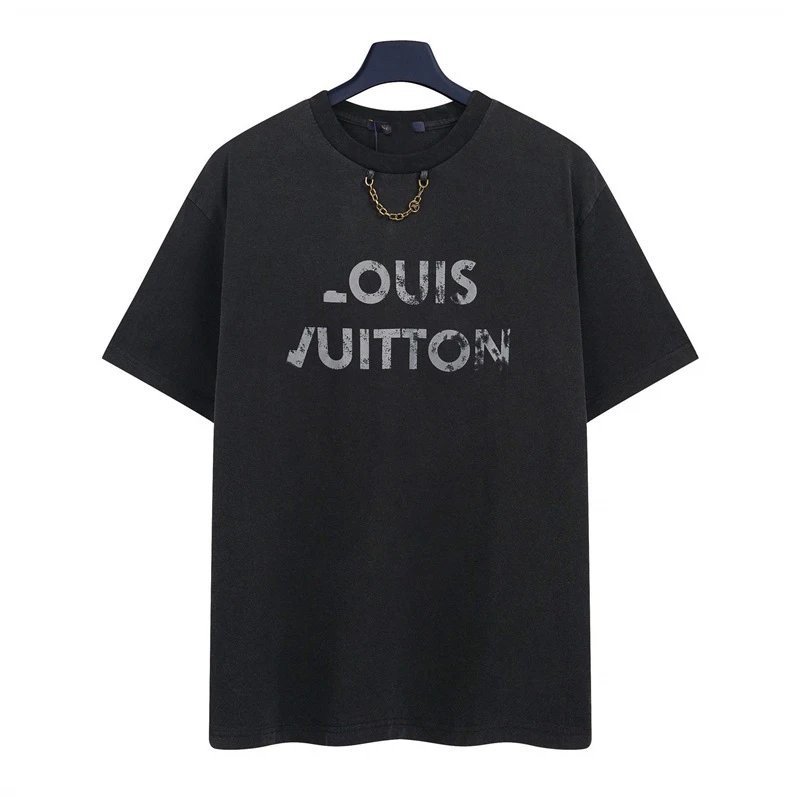 Louis Vuitton Distressed Print Cool Trendy Black T-Shirt