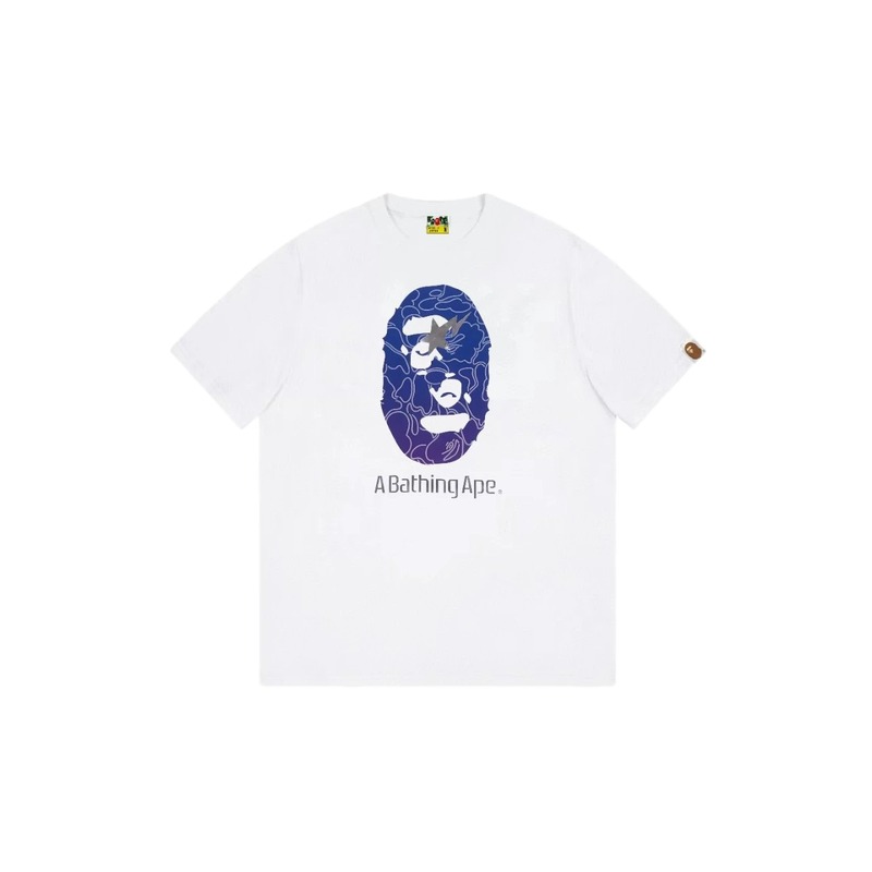 Bape ape face print short-sleeved white T-shirt
