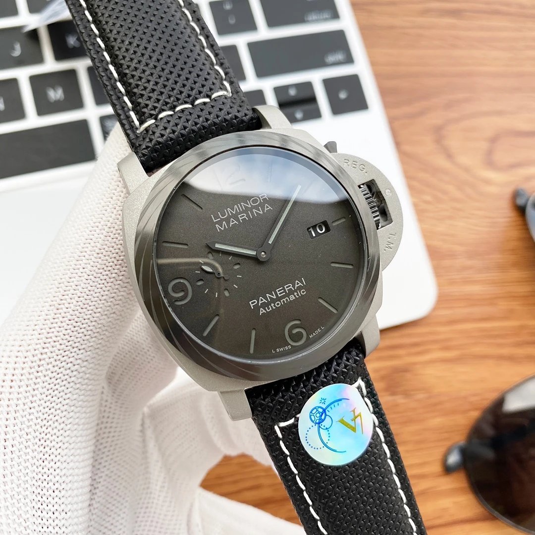 Silver And Black Luminor Marina Watch by Panerai - Signature Edit