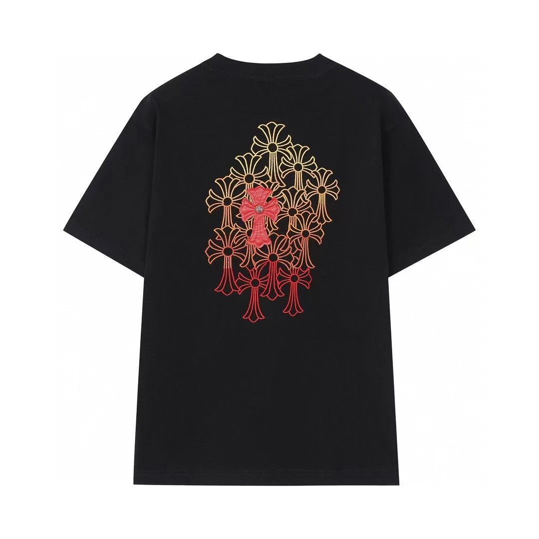 Chrome Hearts Cross Embroidered Street Style Black T-Shirt
