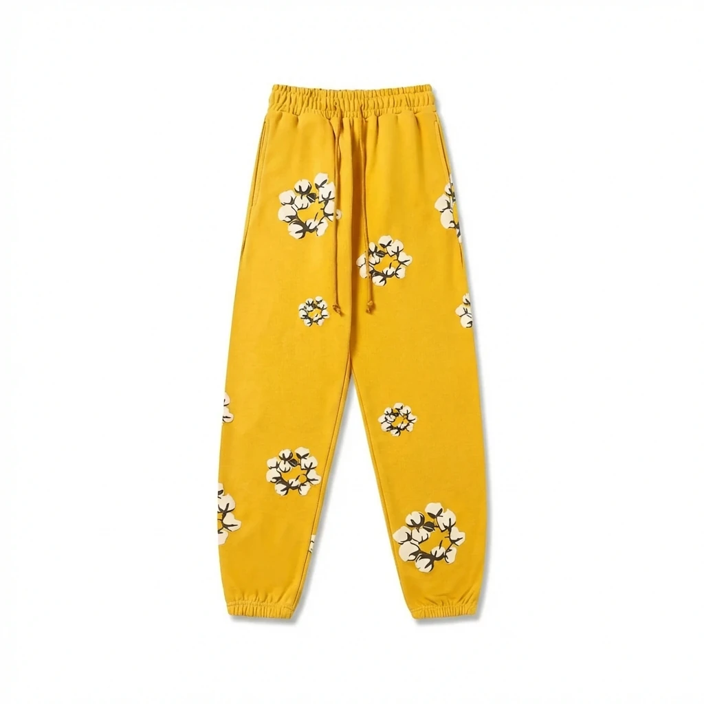 DENIM TEARS Printed Retro Yellow Sweatpants