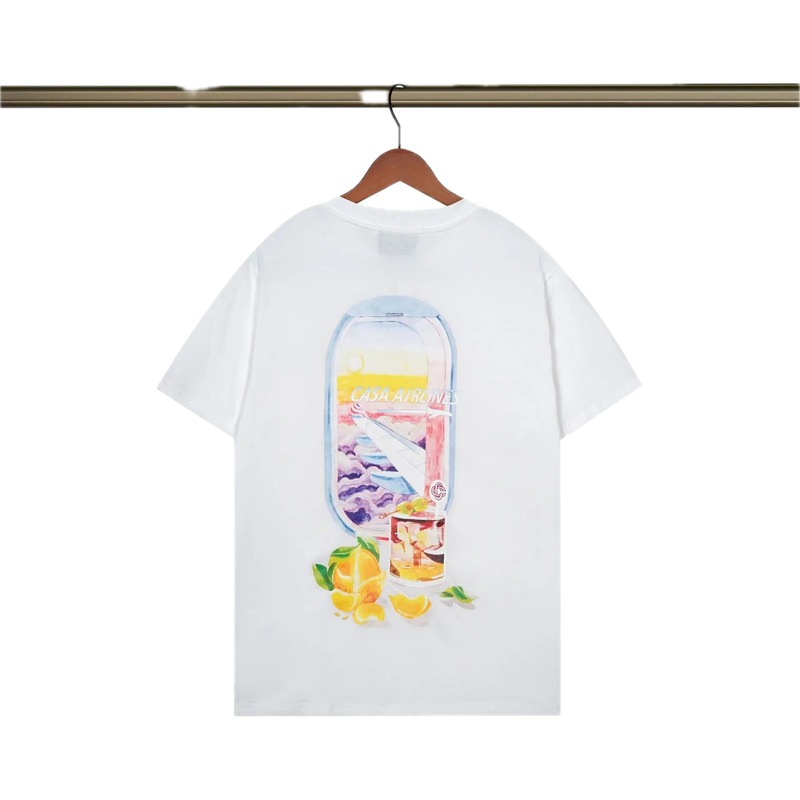 Casablanca Aviation Series Trendy Brand White T-shirt