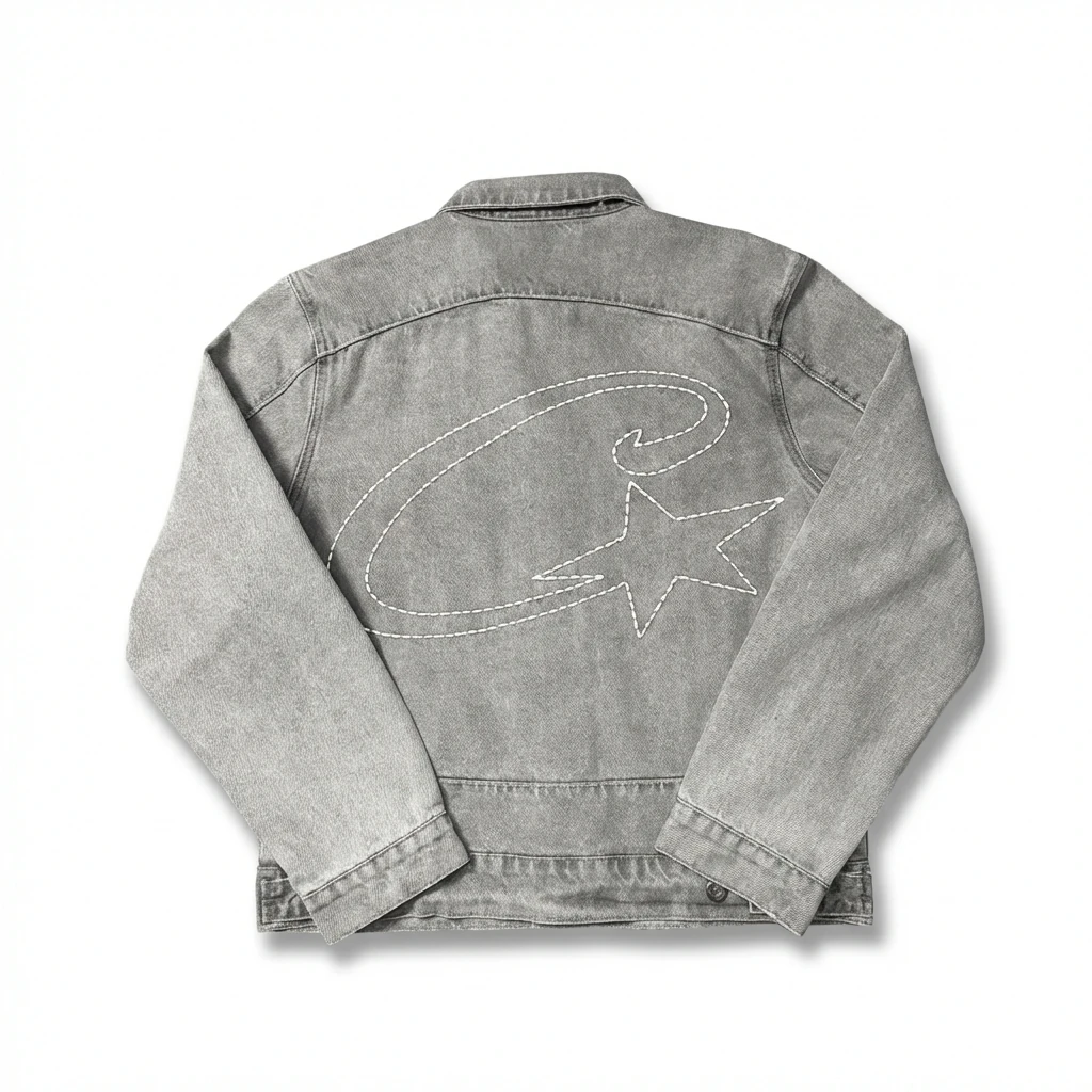 Corteiz denim retro-style grey coat