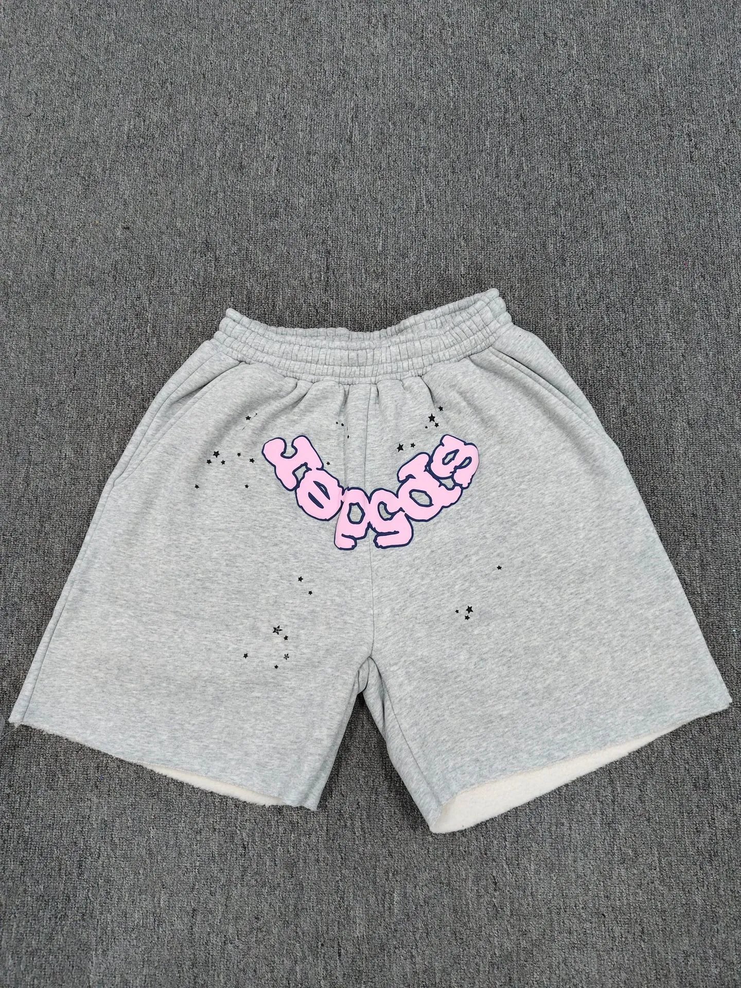 Sp5der Printed Street Style Grey Shorts