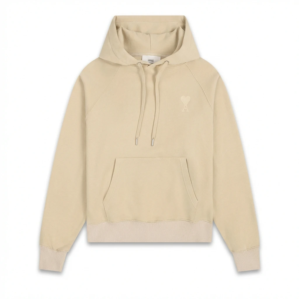 AMI Love Minimalist Style Beige Hoodie