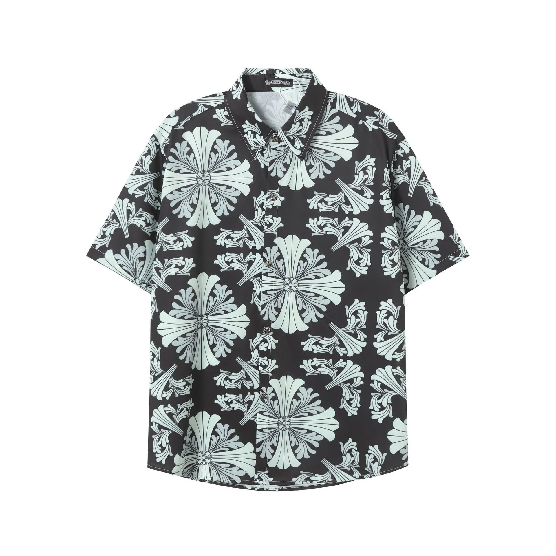 Button-Shirt Styling Black Floral Button Shirt Streetwear Look